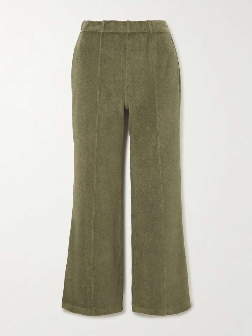 Suzie Kondi Fili Kick Cropped Cotton-blend Terry Flared Pants
