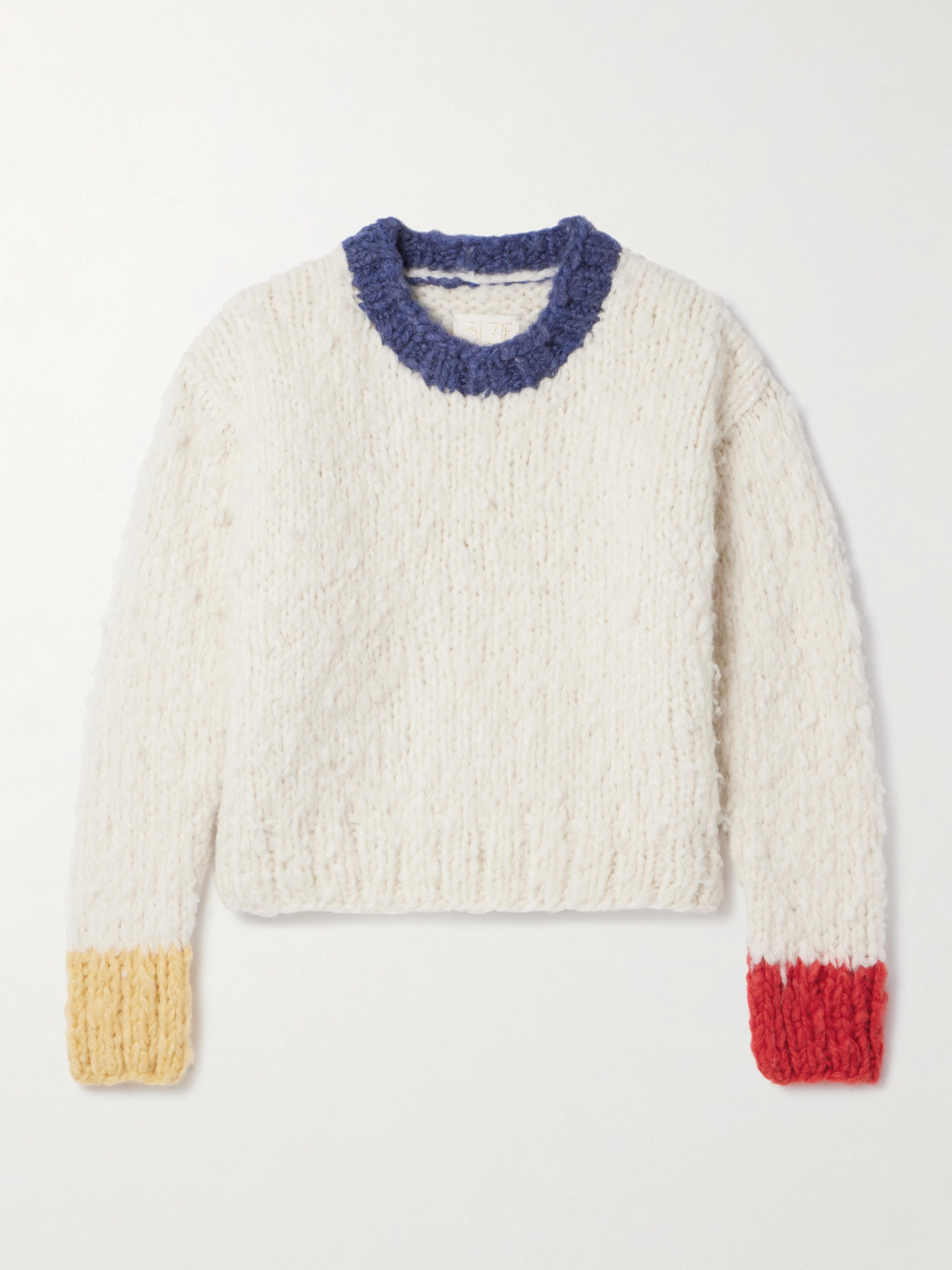 Suzie Kondi Jooshi Color-block Cashmere Sweater In Cream
