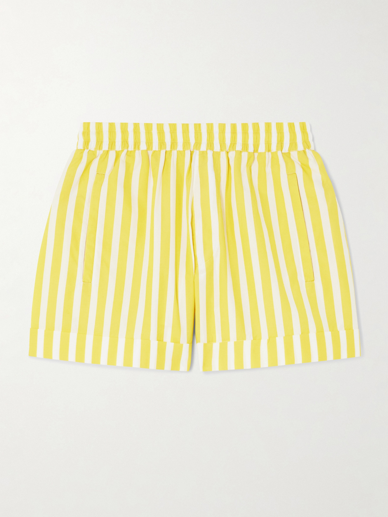 Suzie Kondi Banker Striped Cotton-poplin Shorts In Yellow