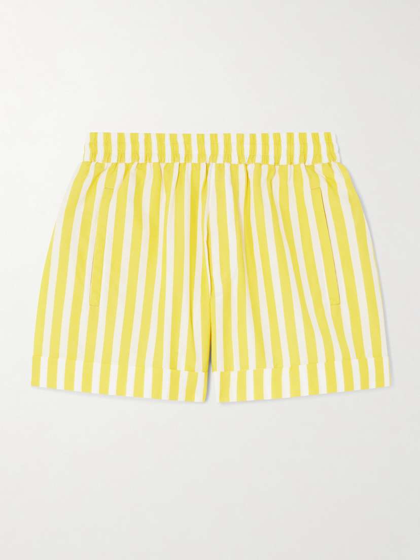 Suzie Kondi Banker Striped Cotton-poplin Shorts