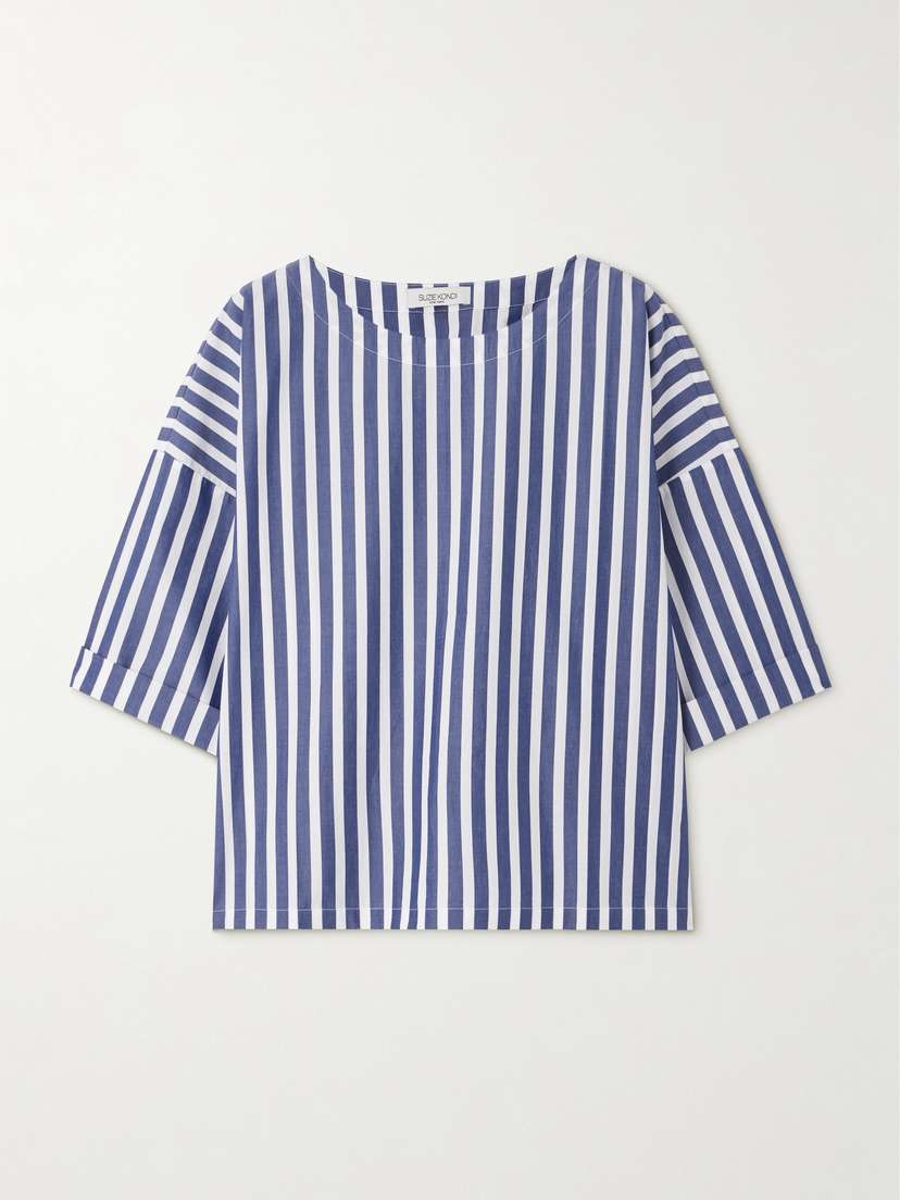 Suzie Kondi Saria Striped Cotton-poplin T-shirt