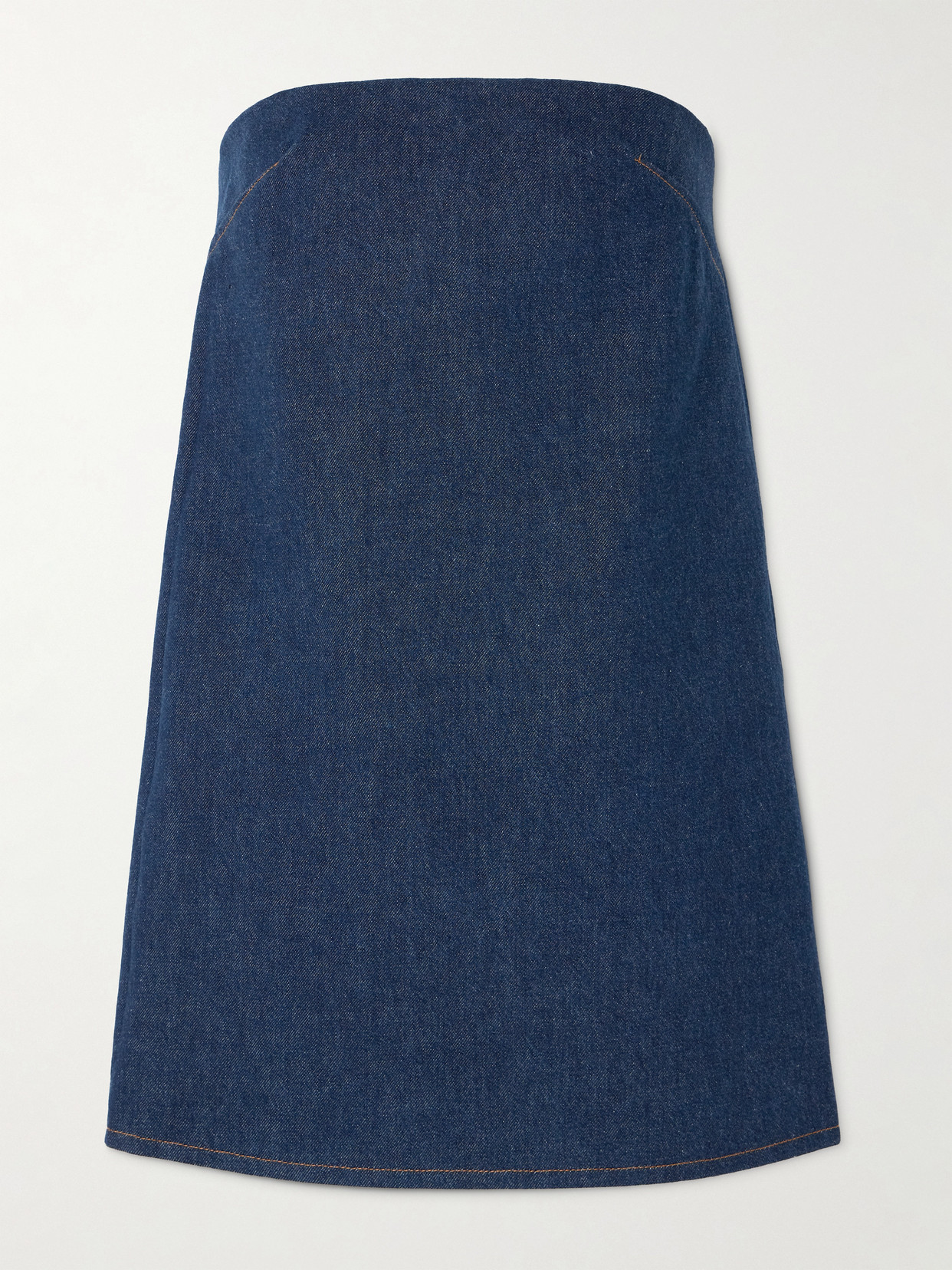 Frame Strapless Denim Mini Dress In Blue