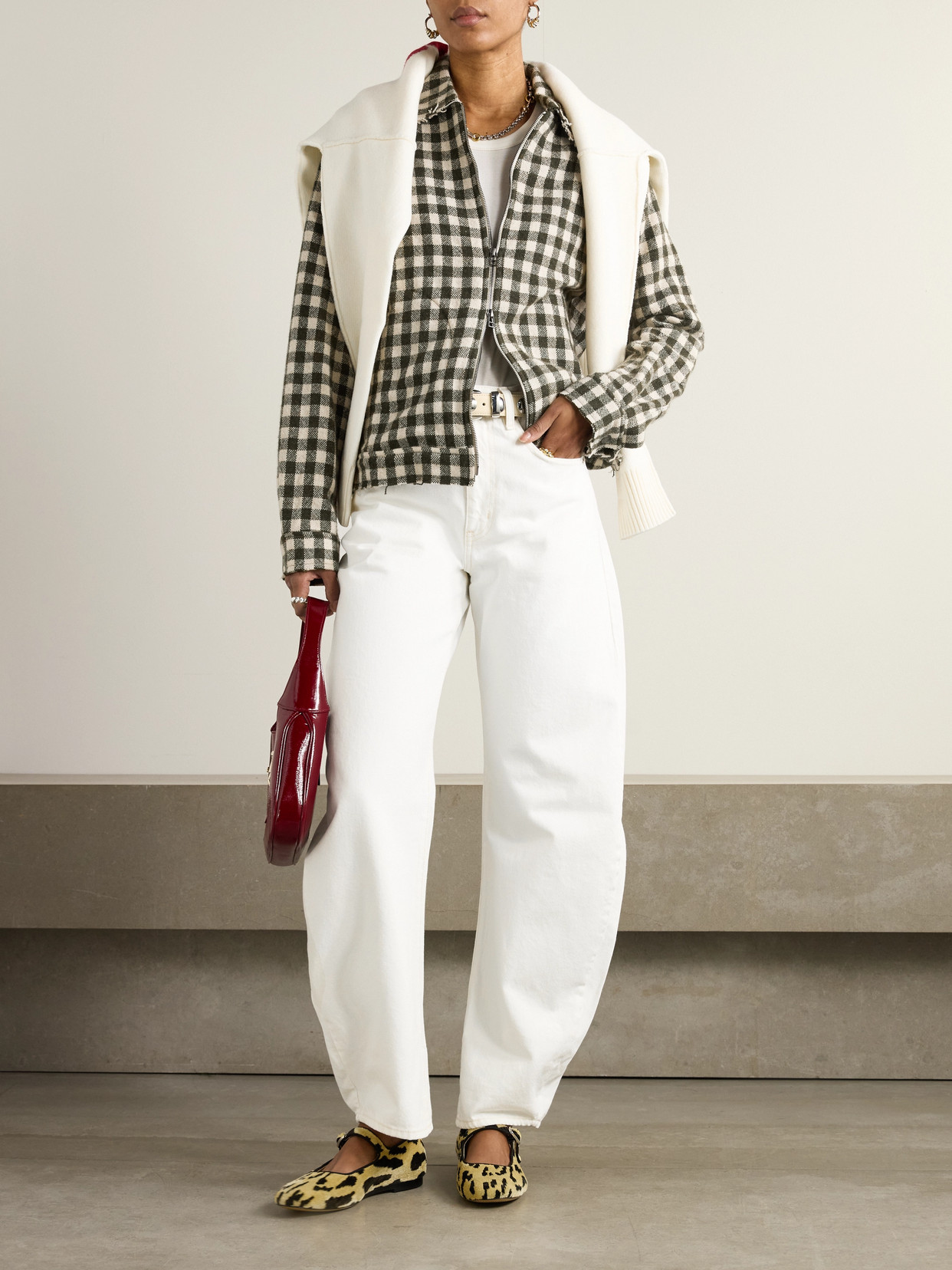 Frame The Bubble Wide-leg Jeans In White