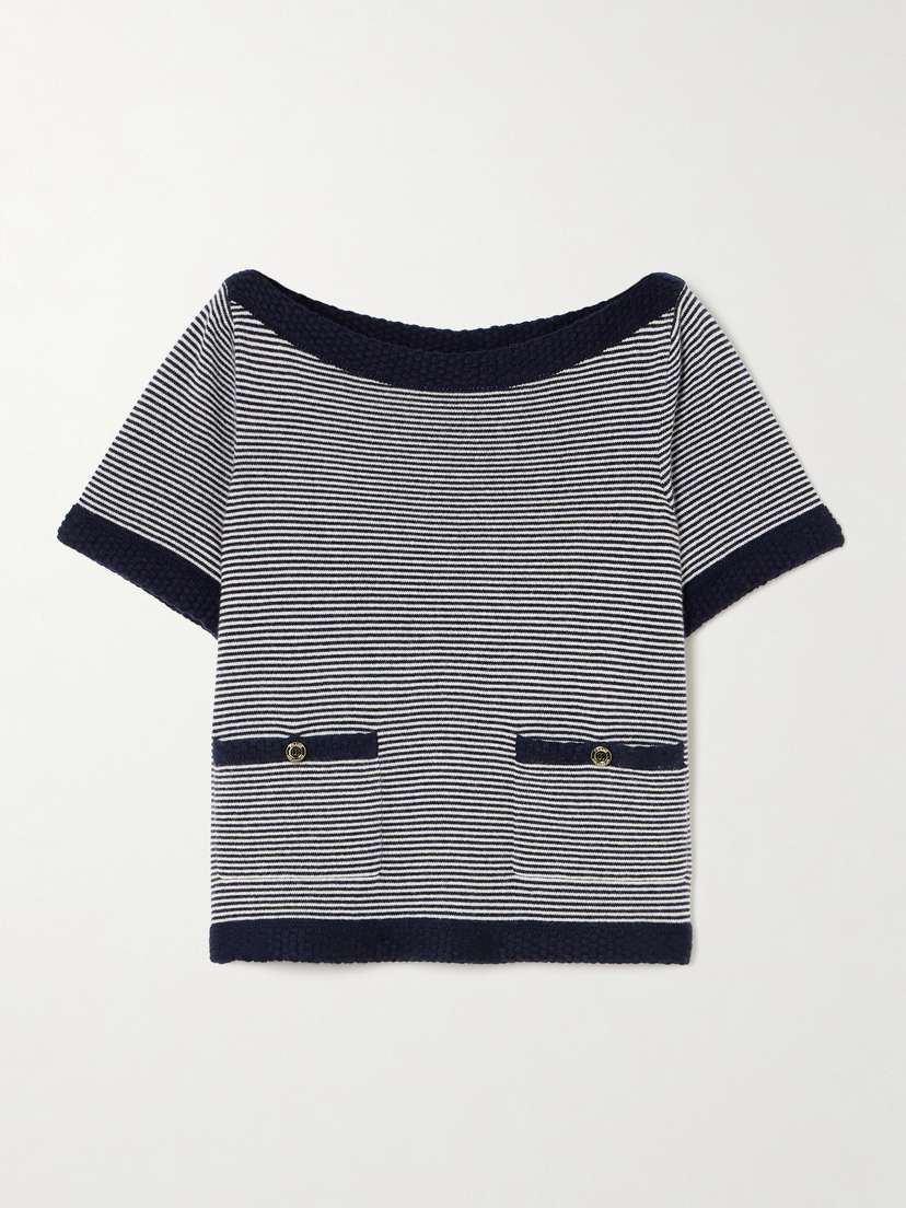 Frame Striped Cashmere Top