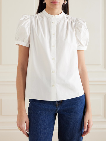 FRAME The Gathered organic cotton-poplin shirt