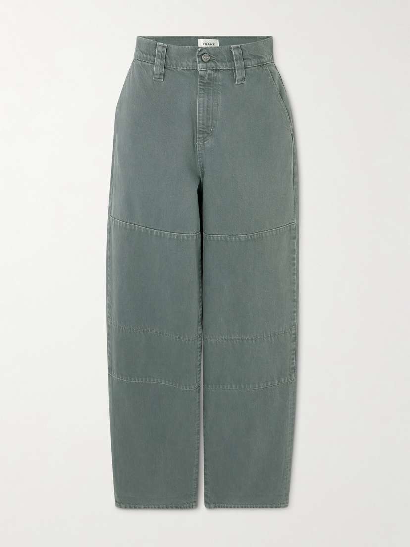 Frame Paneled Cotton-canvas Wide-leg Pants