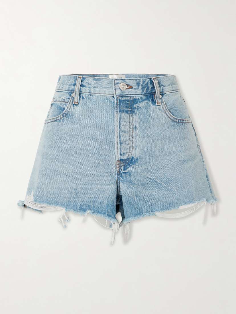 Frame The Hang Distressed Denim Shorts