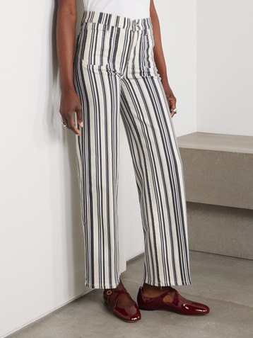 FRAME Le Slim Palazzo Modernist Pocket striped high-rise wide-leg jeans