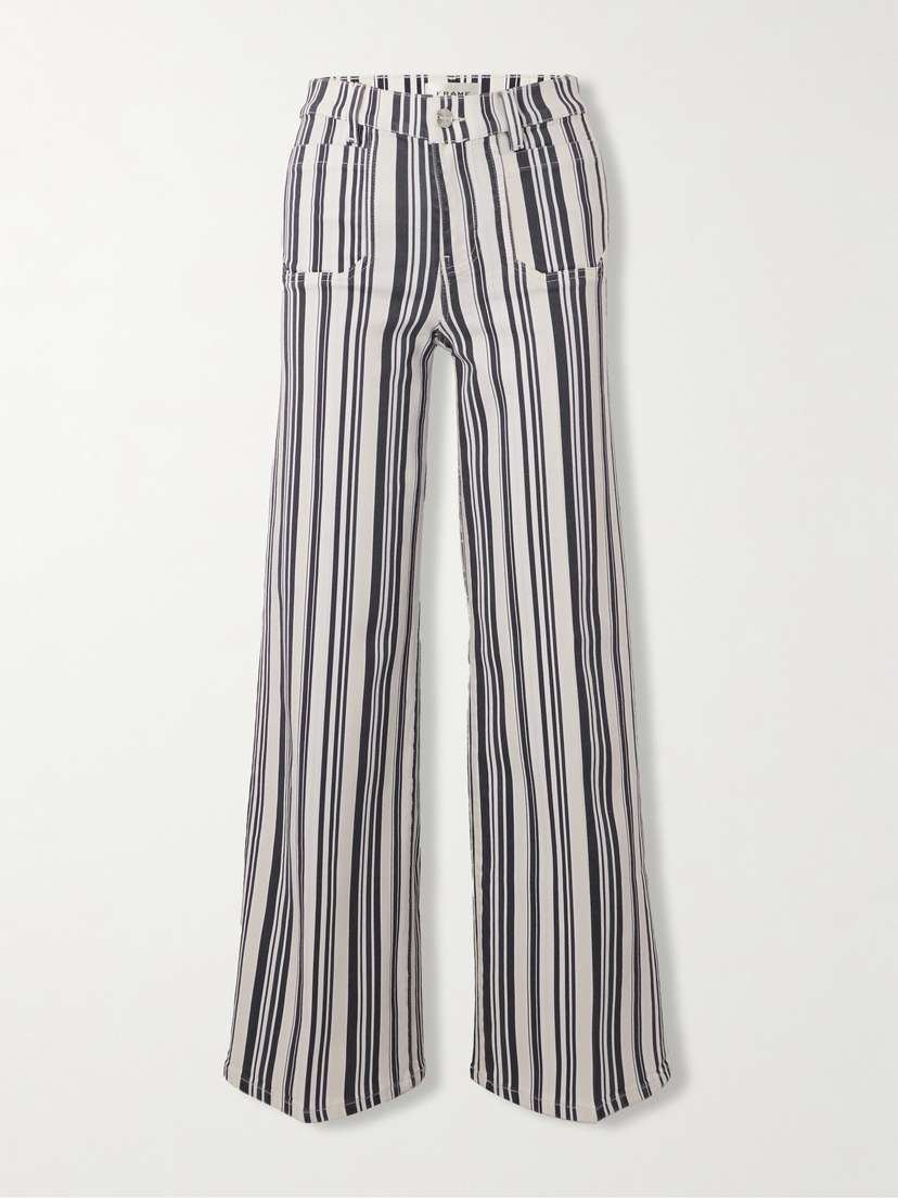 Frame Le Slim Palazzo Modernist Pocket Striped High-rise Wide-leg Jeans