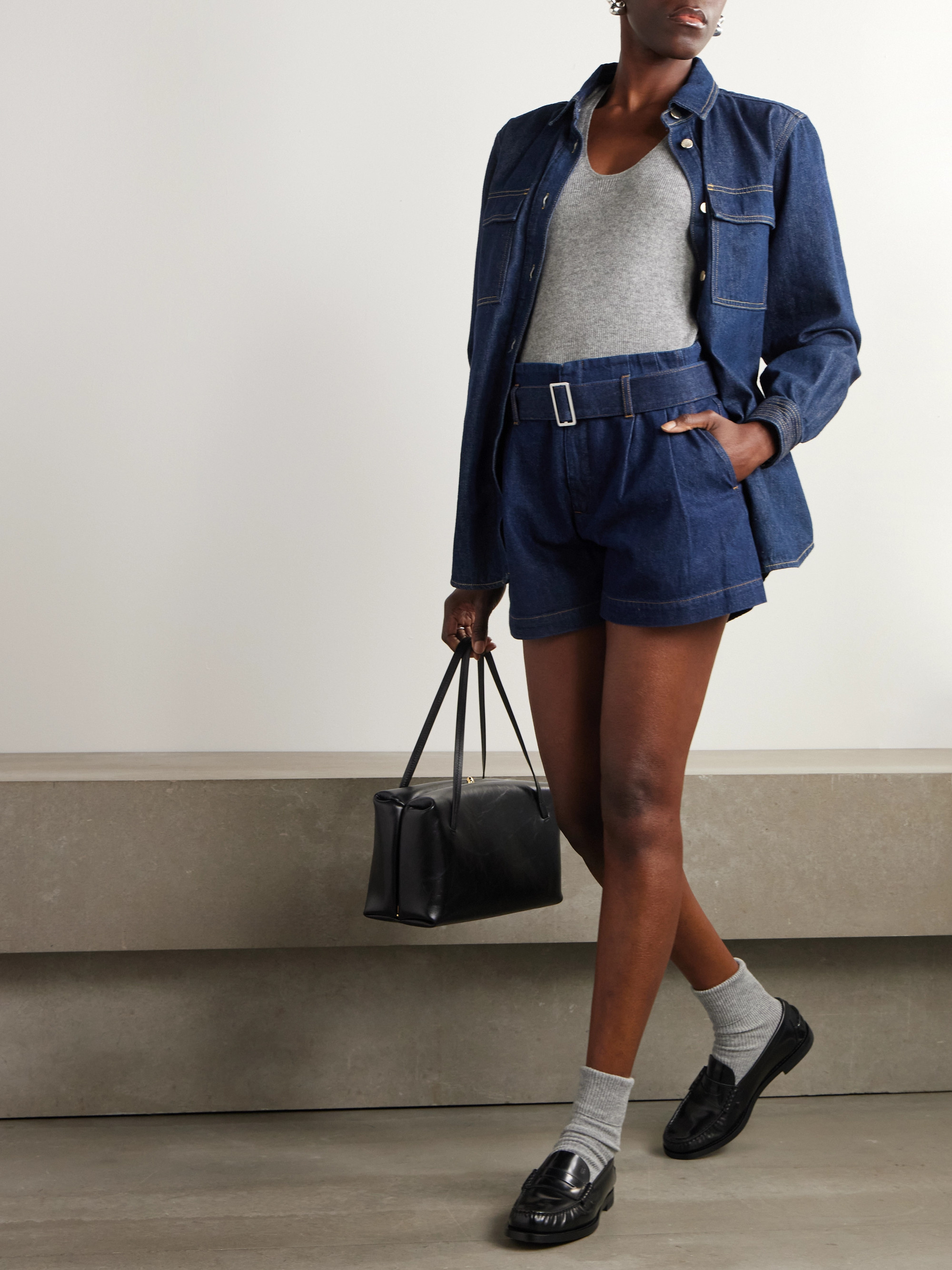 Black Paperbag Trousers Waist Roll Frame Belted Paperbag Straight Leg Jeans  Ladies Clothing And Shoe Wholesaler Stylewise Direct UK New Paper Bag Tie  Waist Trousers