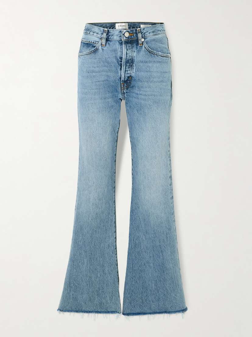 Frame The Lax Distressed High-rise Flared Jeans