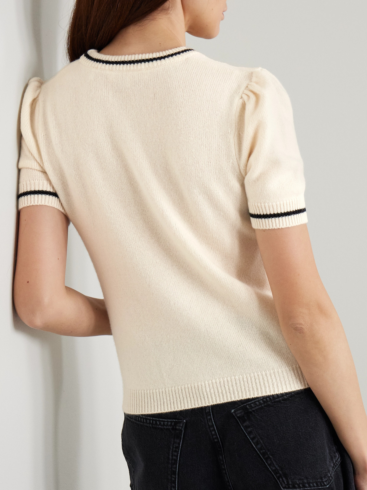 Frame The Cashmere Gathered Sweater Cream In Cream
