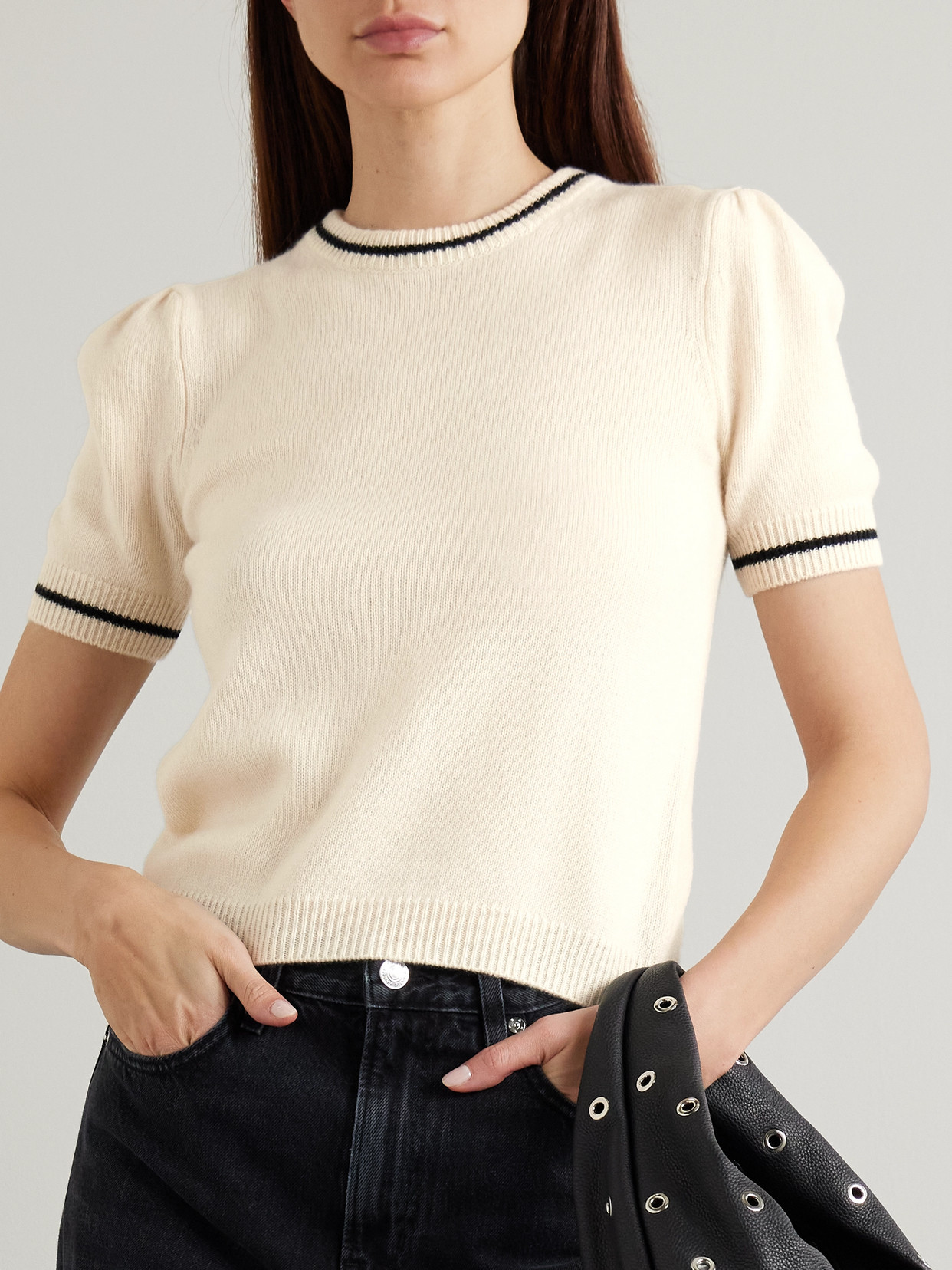 Frame The Cashmere Gathered Sweater Cream In Cream