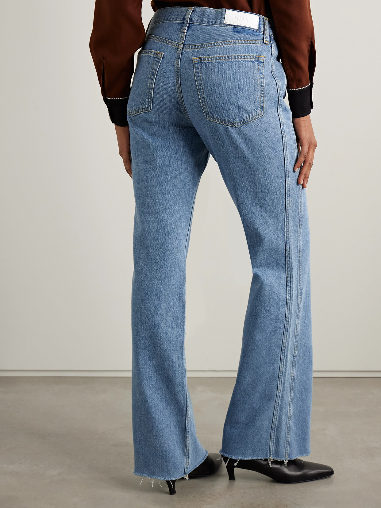Re/done The Californian Frayed Mid-rise Flared Jeans