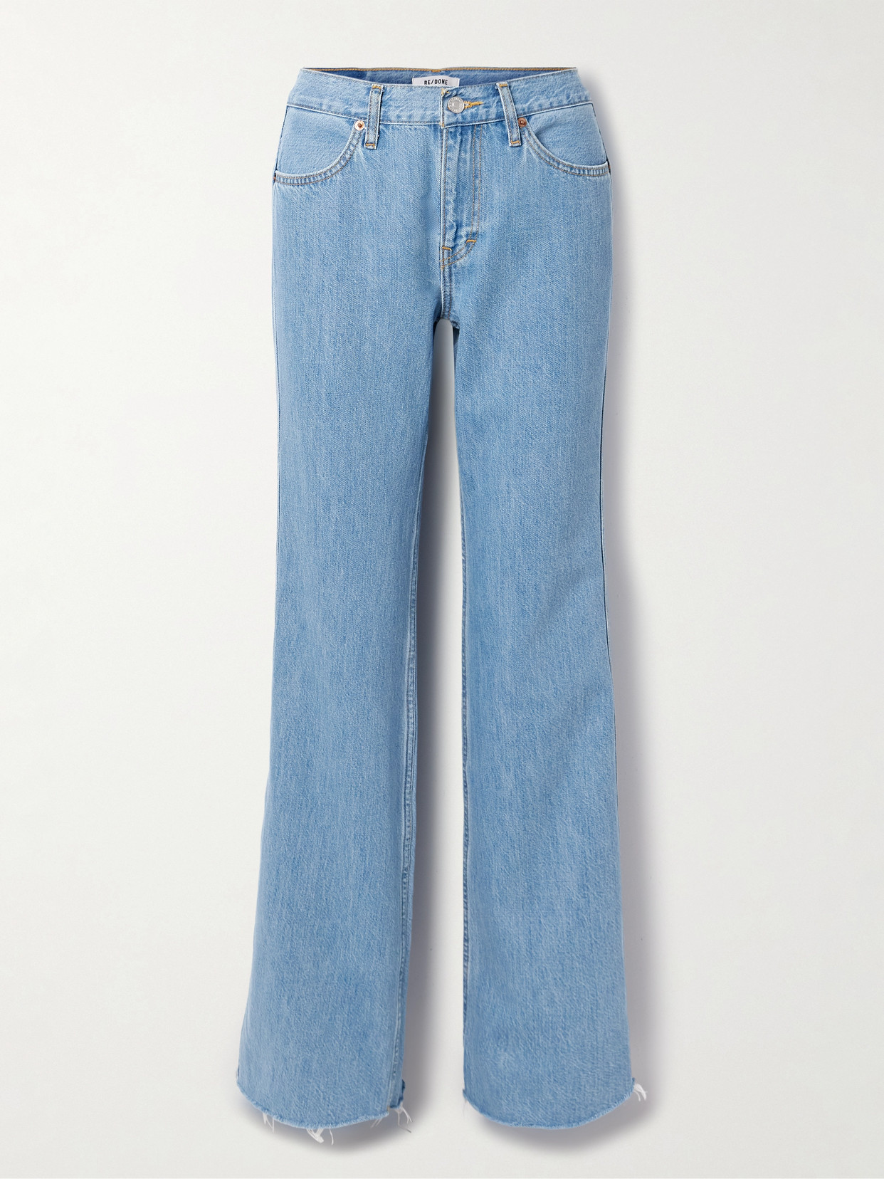 Re/done The Californian Frayed Mid-rise Flared Jeans