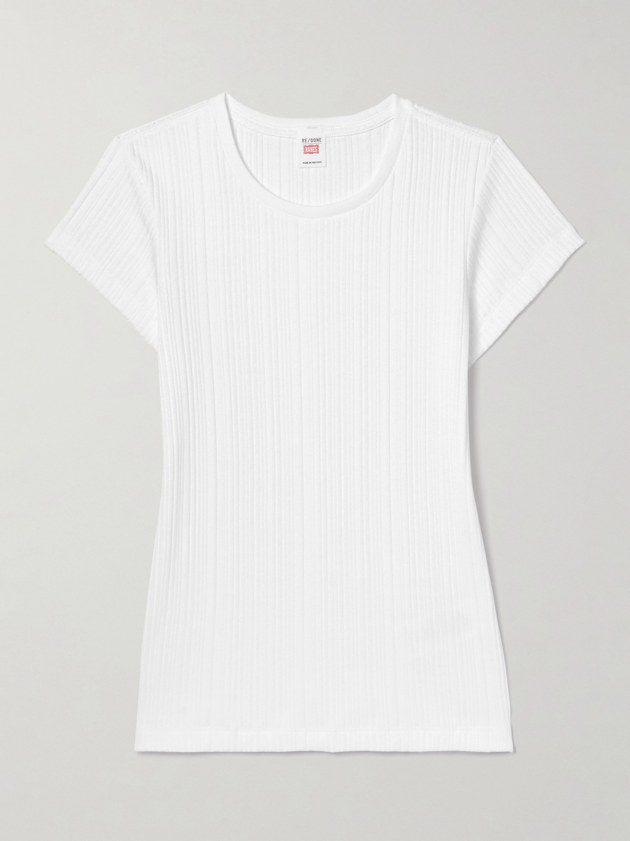 Re/done + Hanes 60s Ribbed Cotton-blend Jersey T-shirt