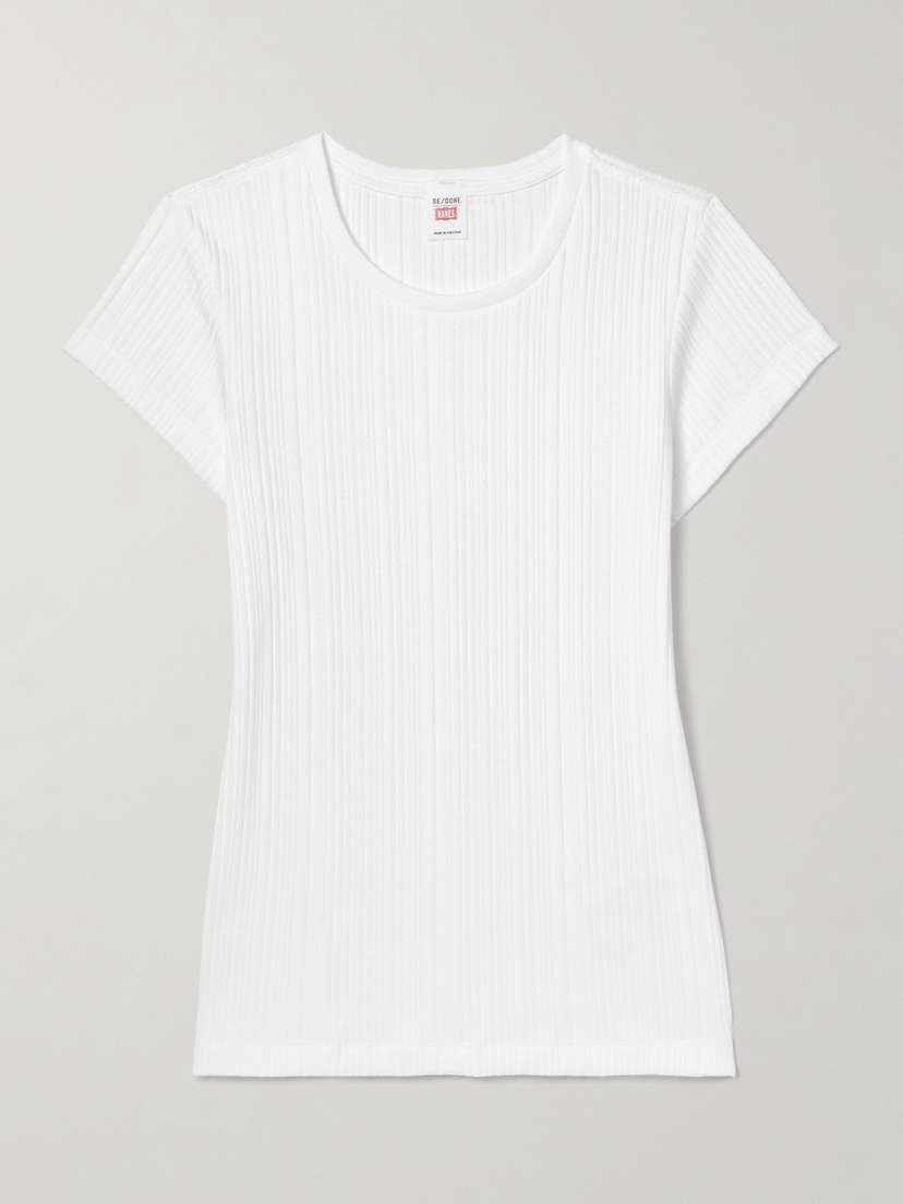 RE/DONE + Hanes 60s Ribbed Cotton-blend Jersey T-shirt - x small