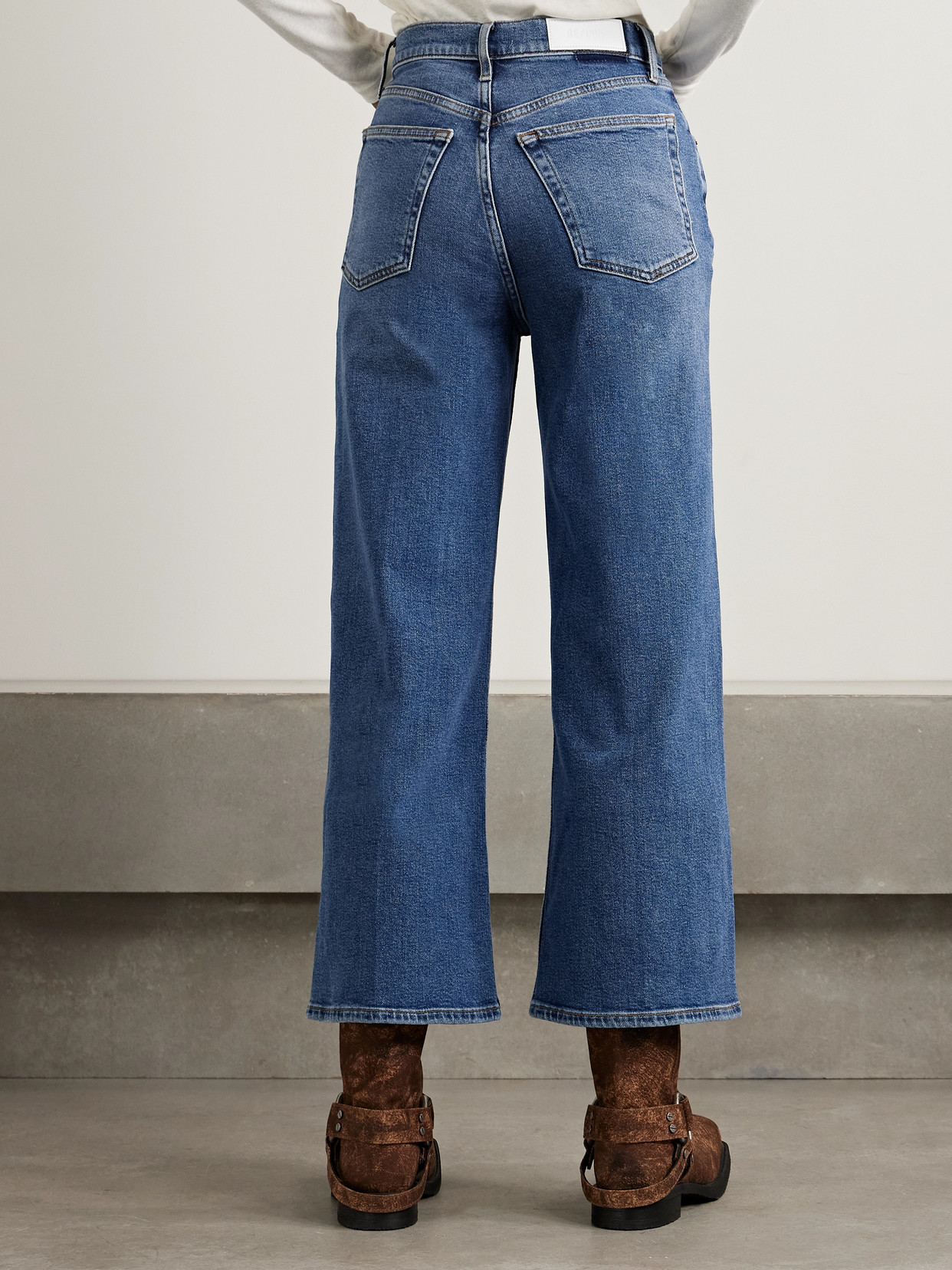 Re/done Cropped High-rise Wide-leg Jeans
