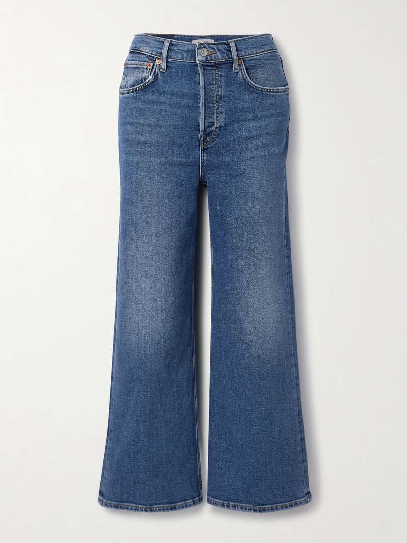 RE/DONE Cropped High-rise Wide-leg Jeans