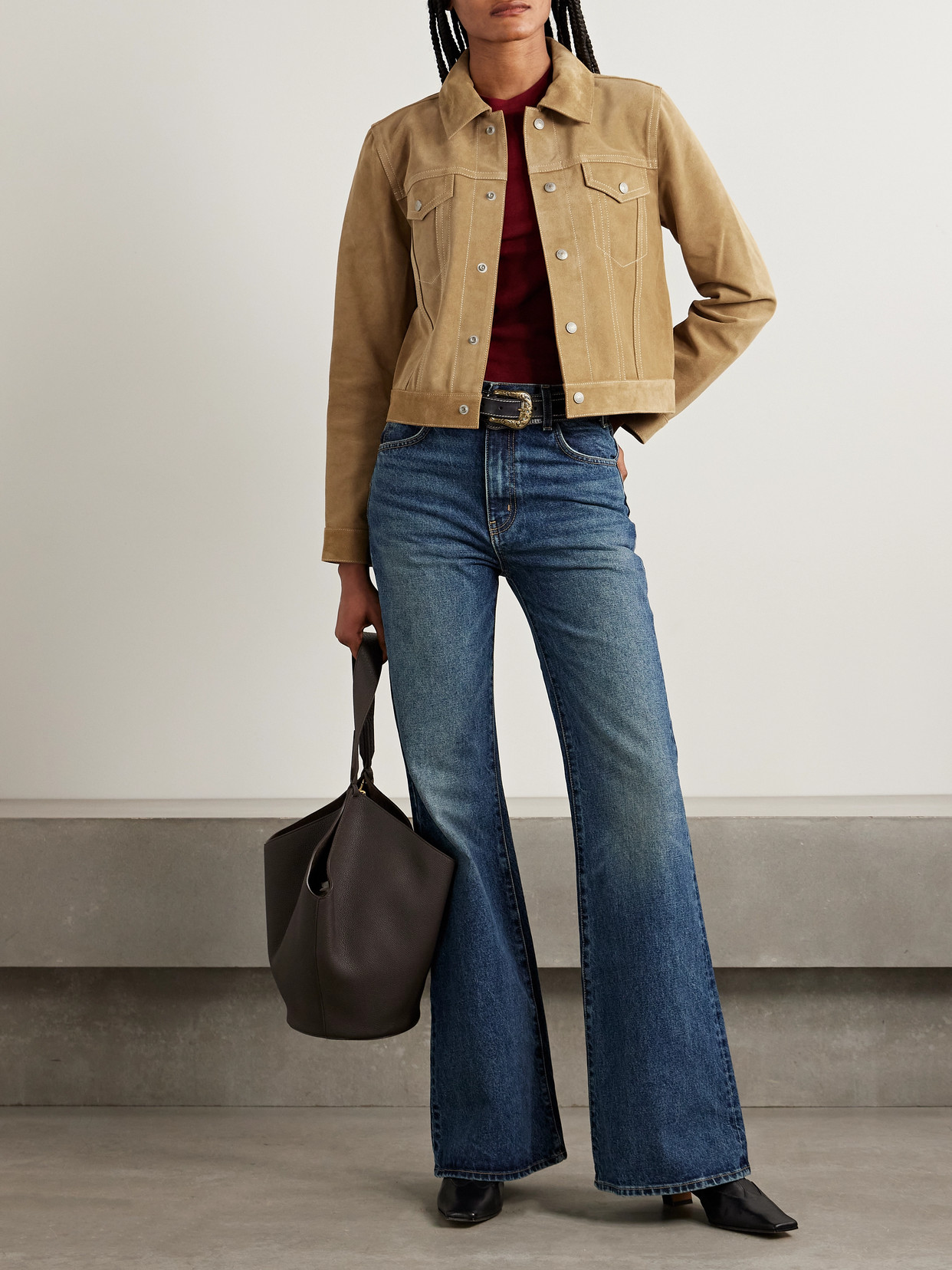 Re/done Baby Trucker Suede Jacket