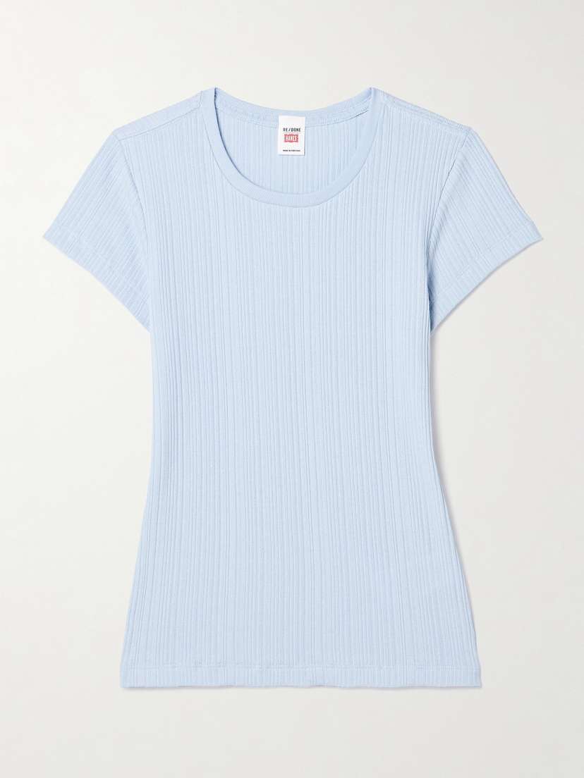 RE/DONE + Hanes 60s Ribbed Cotton-blend Jersey T-shirt