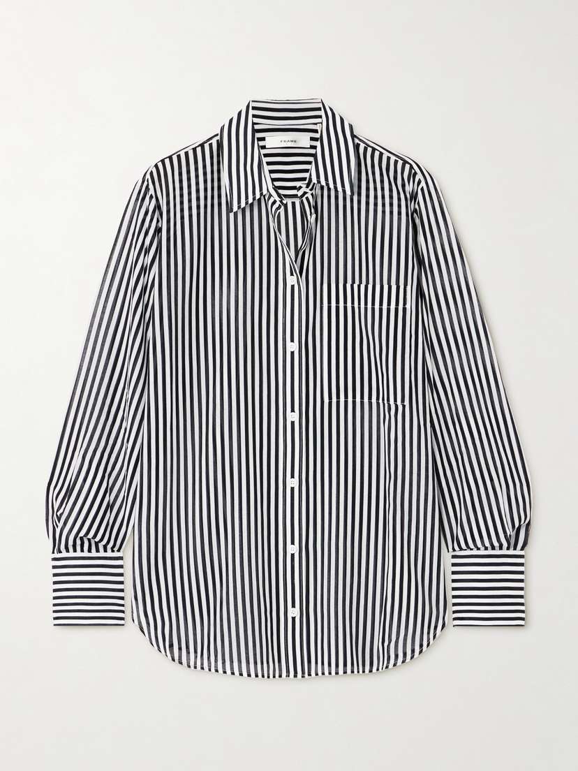 Frame Striped Cotton And Silk-blend Voile Shirt - x large