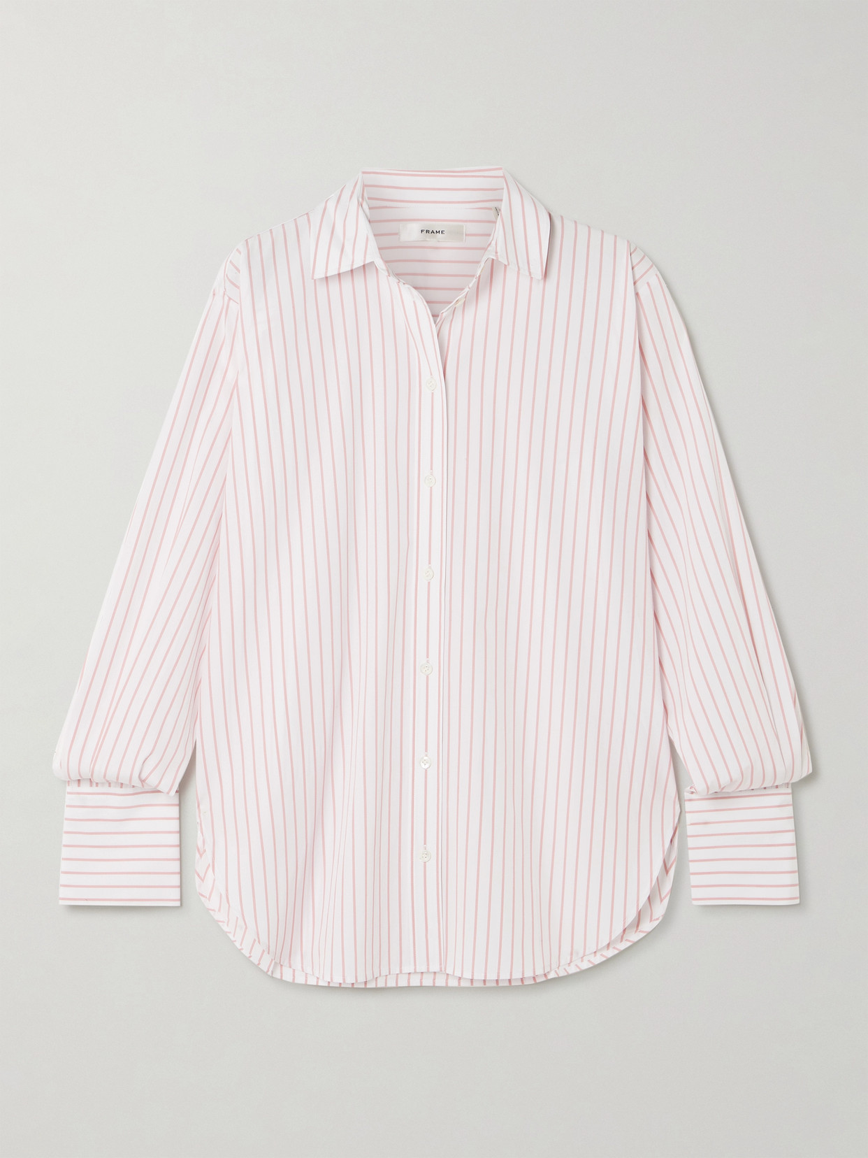 Frame The Oversized Striped Cotton-poplin Shirt In Pink
