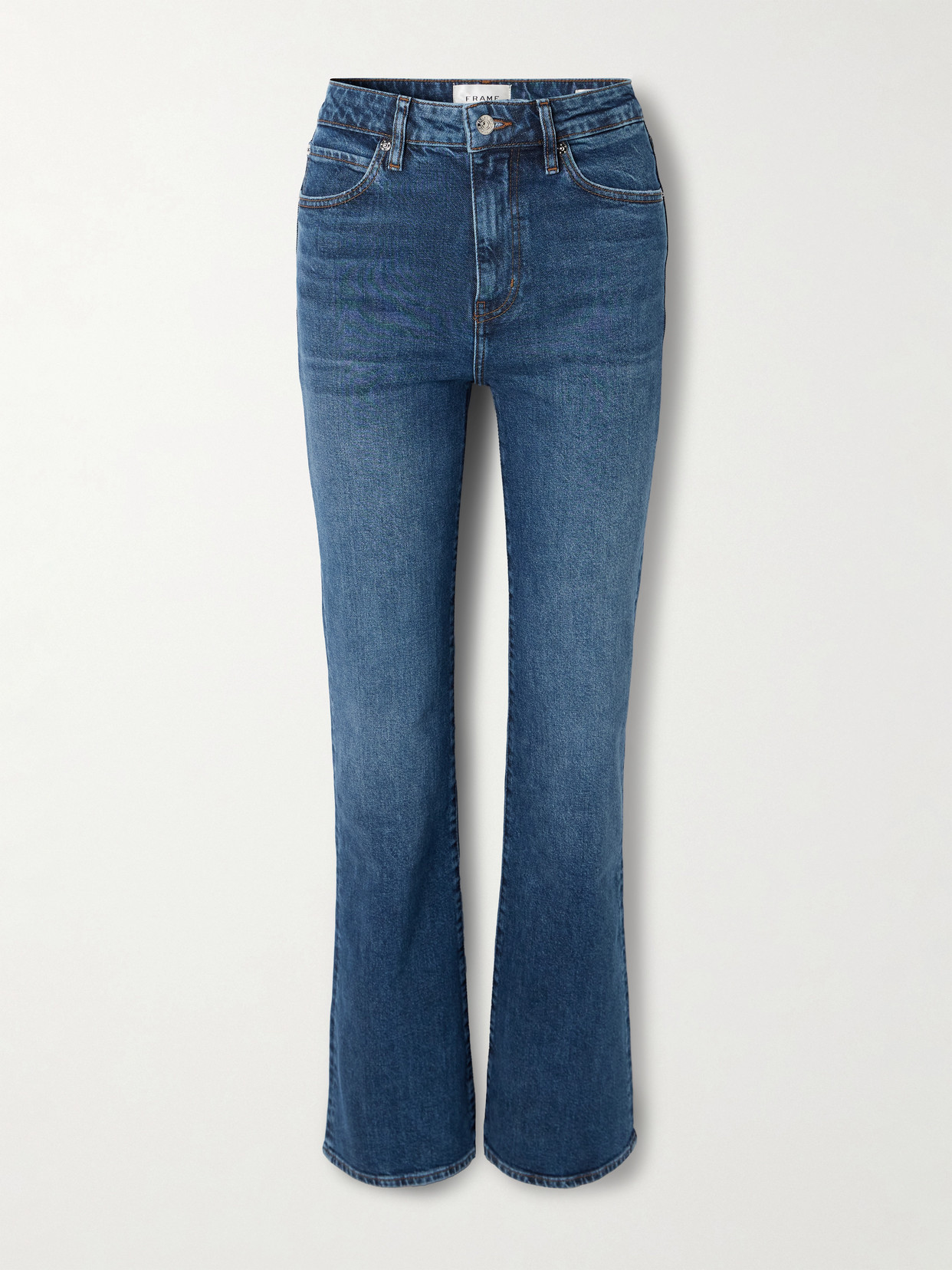 Frame The Arrow High-rise Flared Jeans In Blue