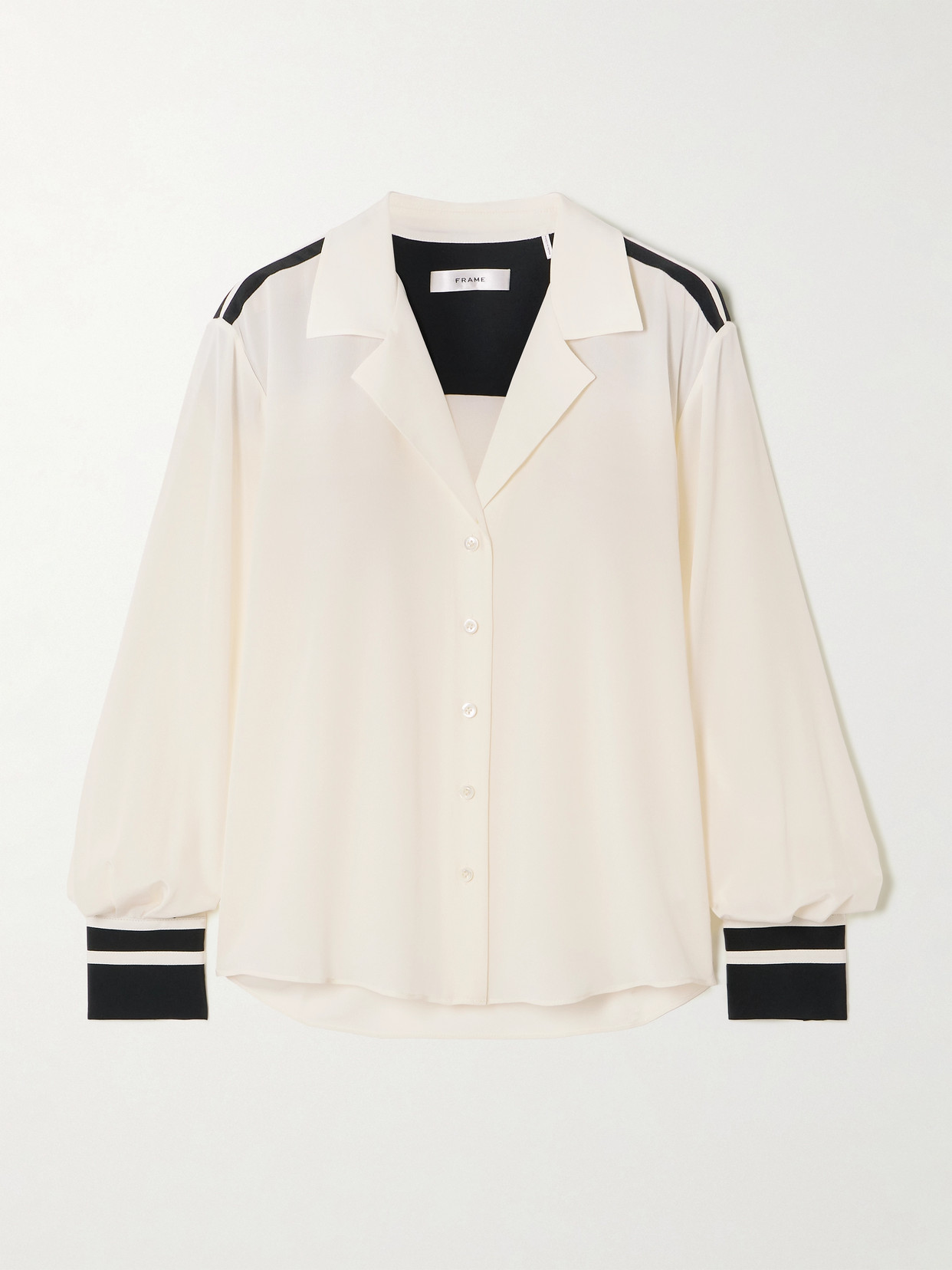 Frame Striped Silk-crepe Shirt In Cream