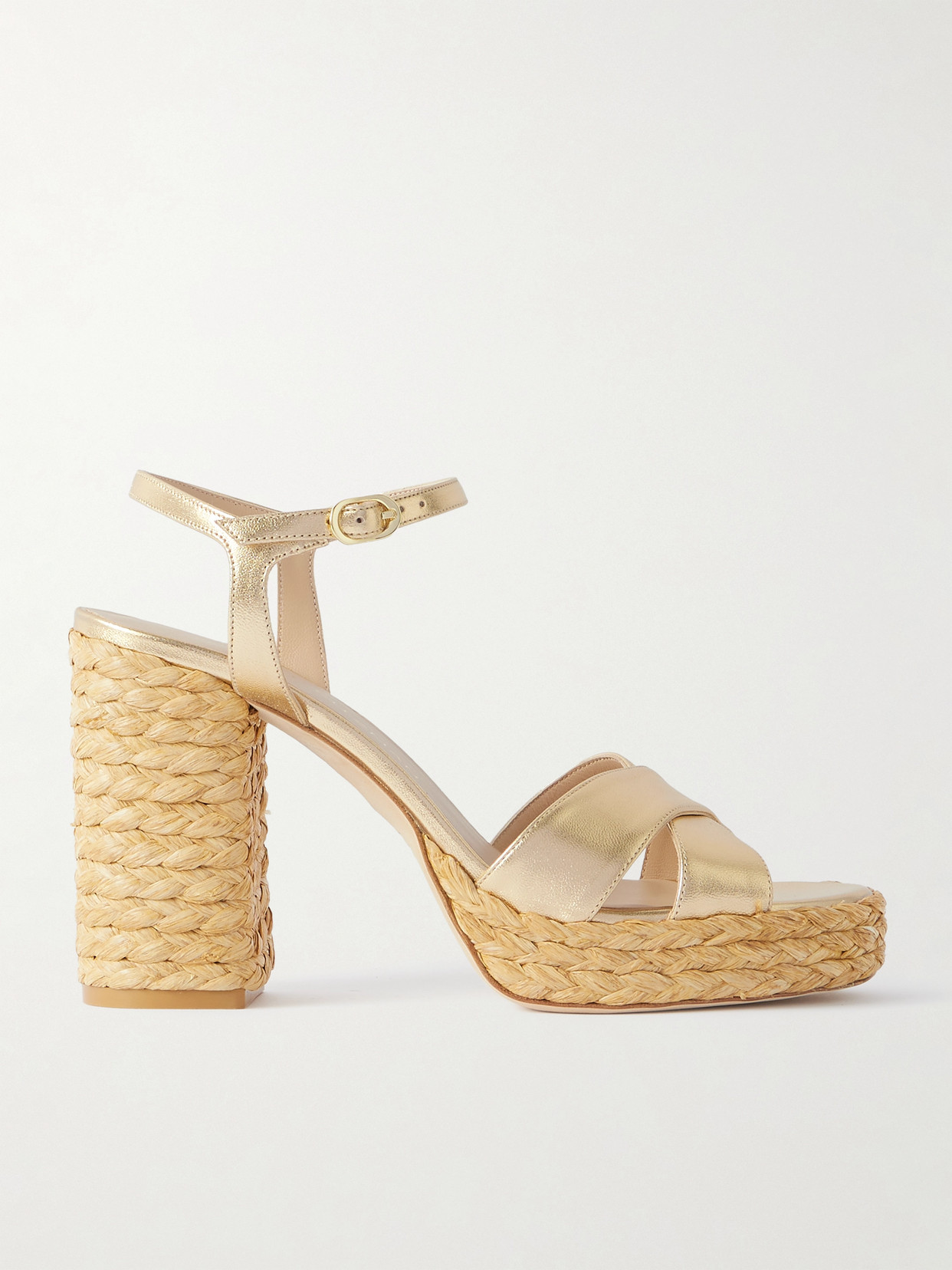 Stuart Weitzman Dayna Metallic Leather Platform Sandals In Gold