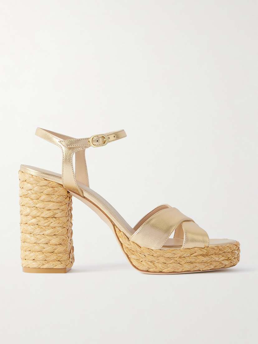Stuart Weitzman Dayna Metallic Leather Platform Sandals