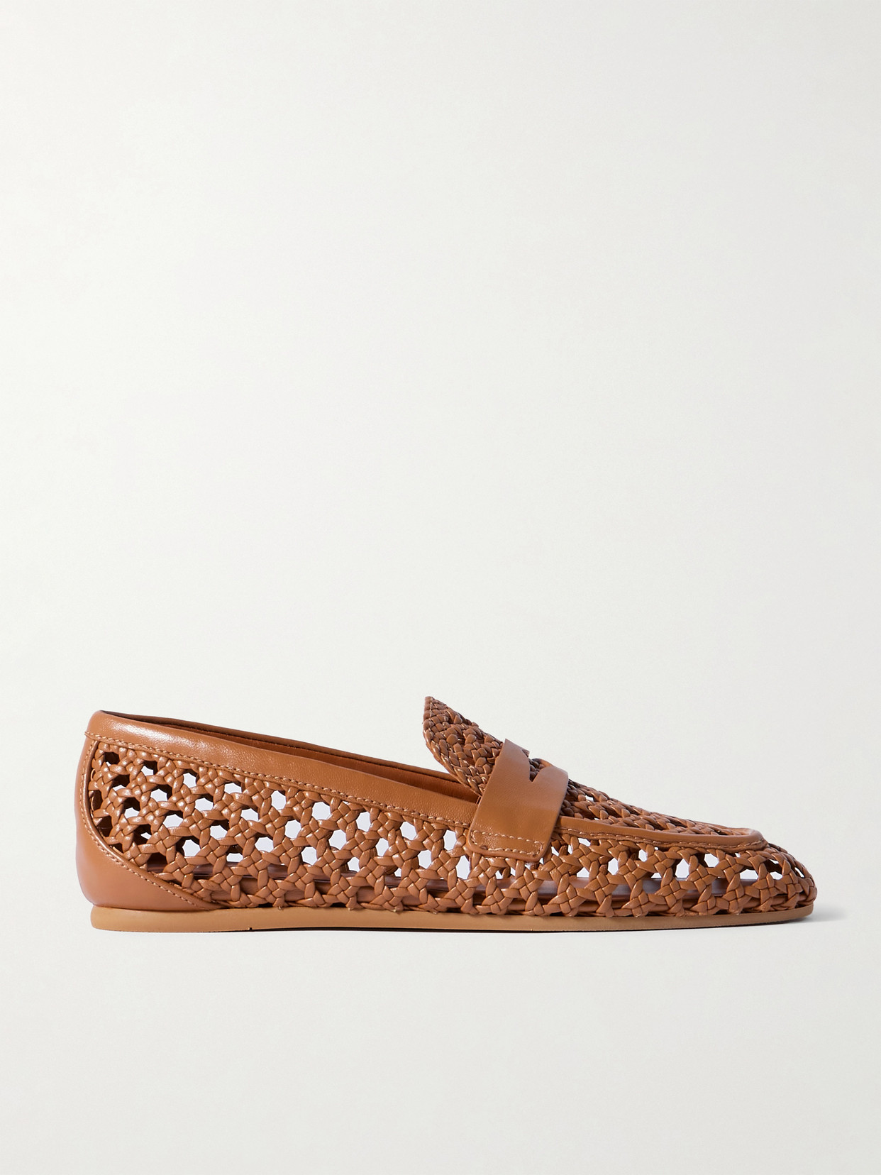 Stuart Weitzman - Thea Woven Leather Loafers - Tan