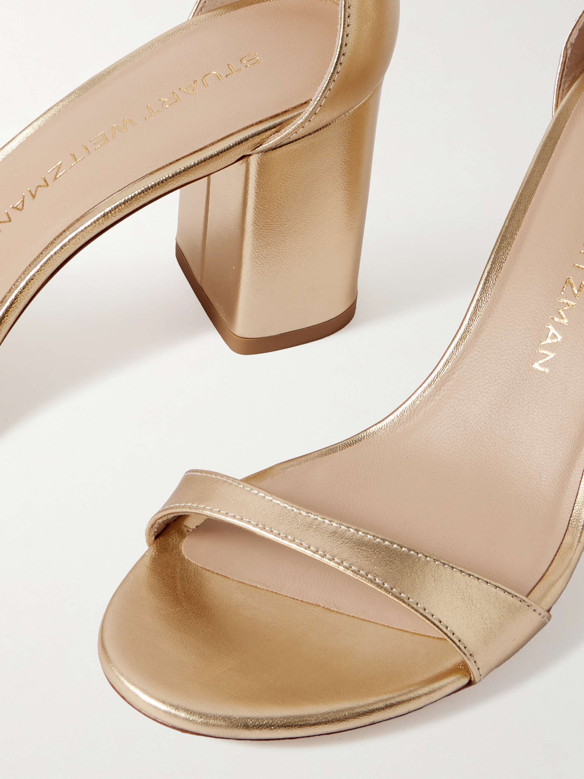 STUART WEITZMAN Nudist Block メタリックレザー サンダル | NET STUART WEITZMAN Nudist Block メタリックレザー サンダル | NET