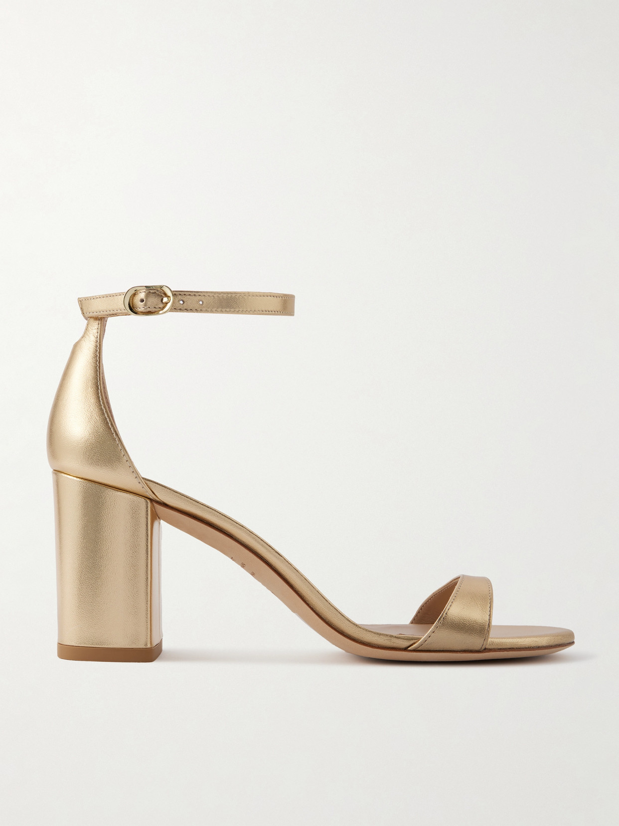 Stuart Weitzman - Nudist Block Metallic Leather Sandals - Gold