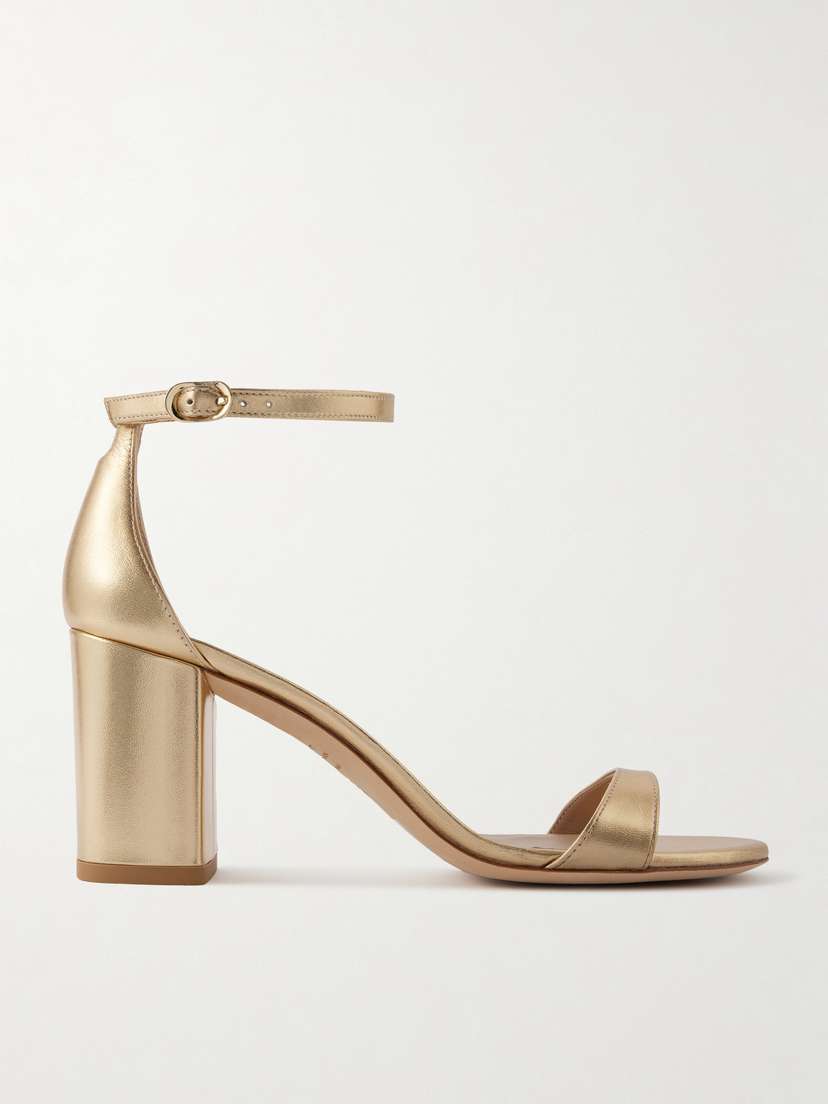 Stuart Weitzman Nudist Block Metallic Leather Sandals