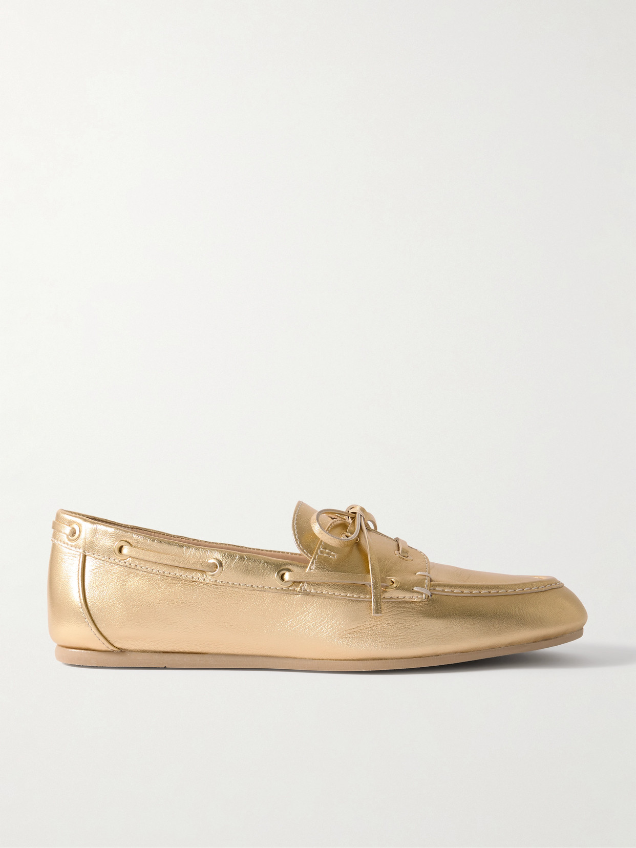 Stuart Weitzman Tinsley Metallic Leather Loafers In Gold