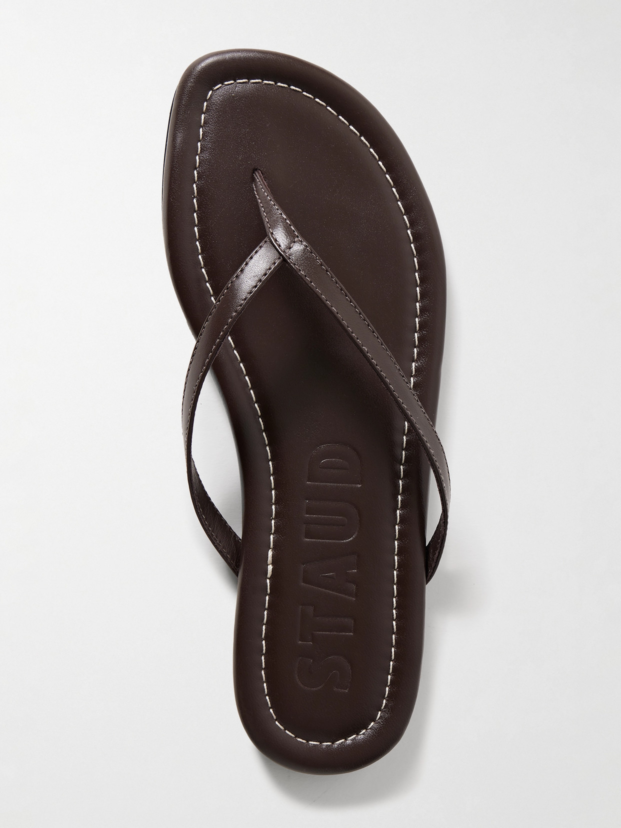 Shop Staud Freja Leather Flip Flops In Brown