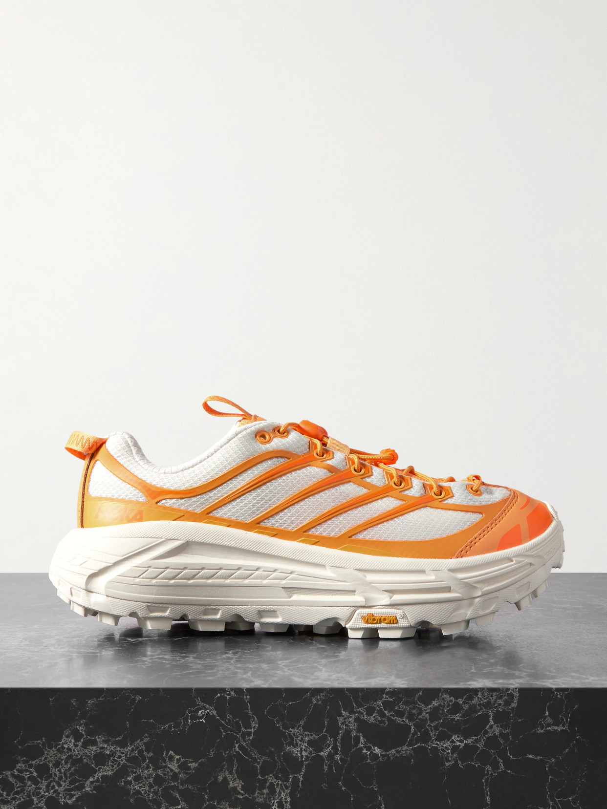 Hoka Mafate Three2 Rubber-trimmed Mesh Sneakers In Orange