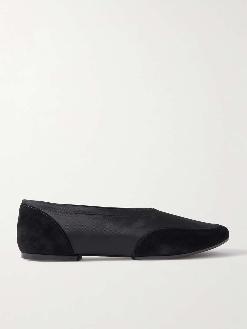 Staud Alba Sport Suede-trimmed Shell Ballet Flats