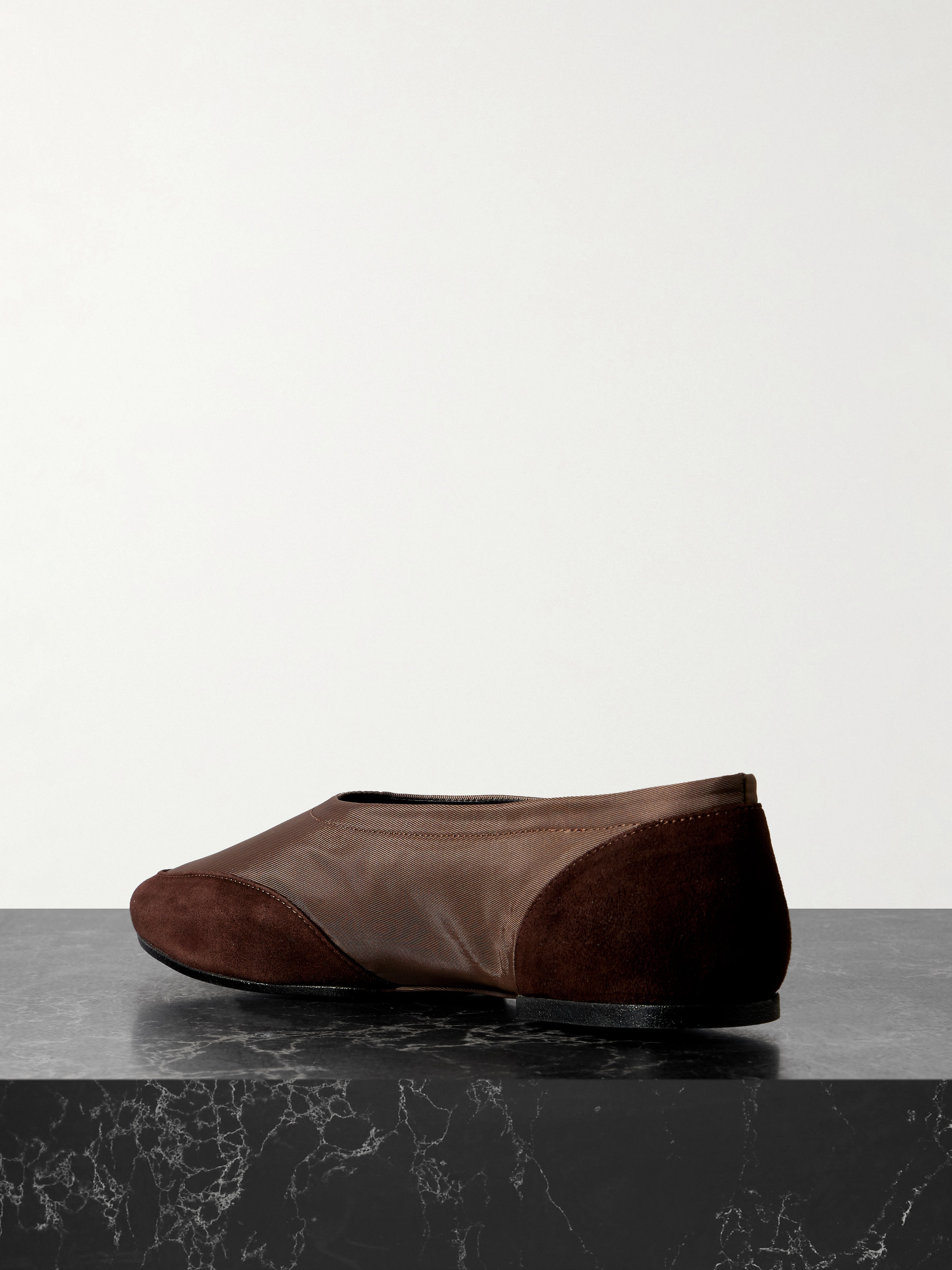 Staud Alba Sport suede-trimmed shell ballet flats