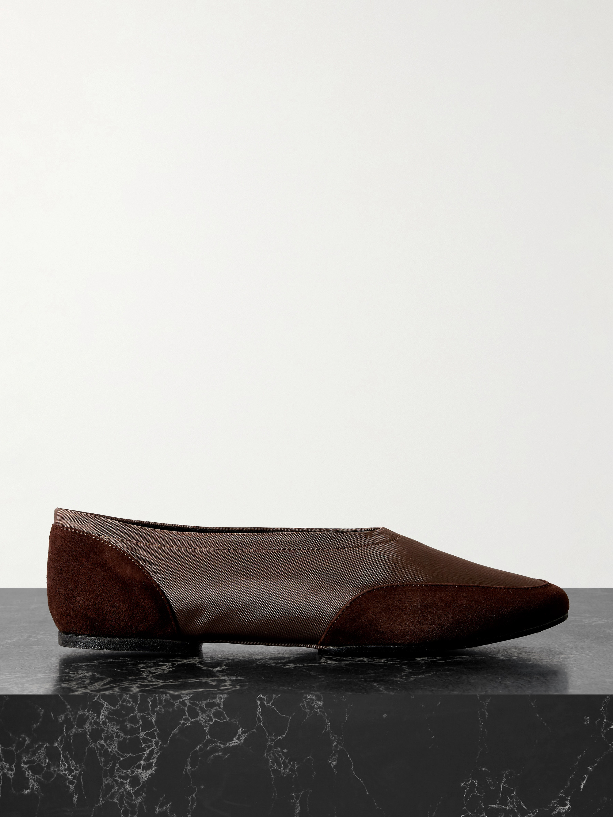 Staud Alba Sport suede-trimmed shell ballet flats