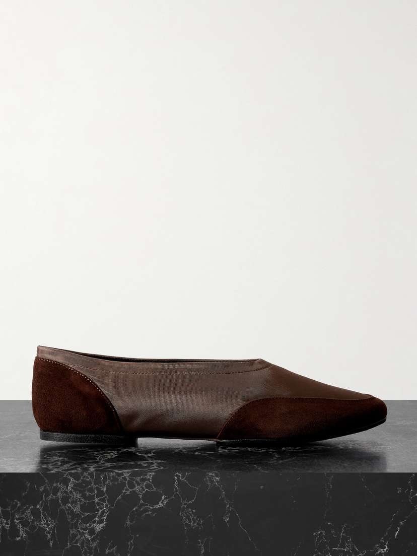 Staud Alba Sport Suede-trimmed Shell Ballet Flats