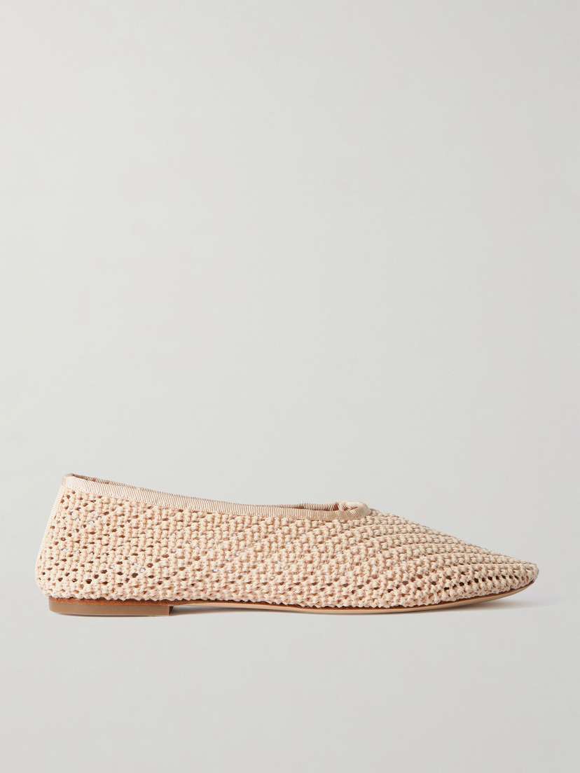 Staud Alba Grosgrain-trimmed Crocheted Ballet Flats