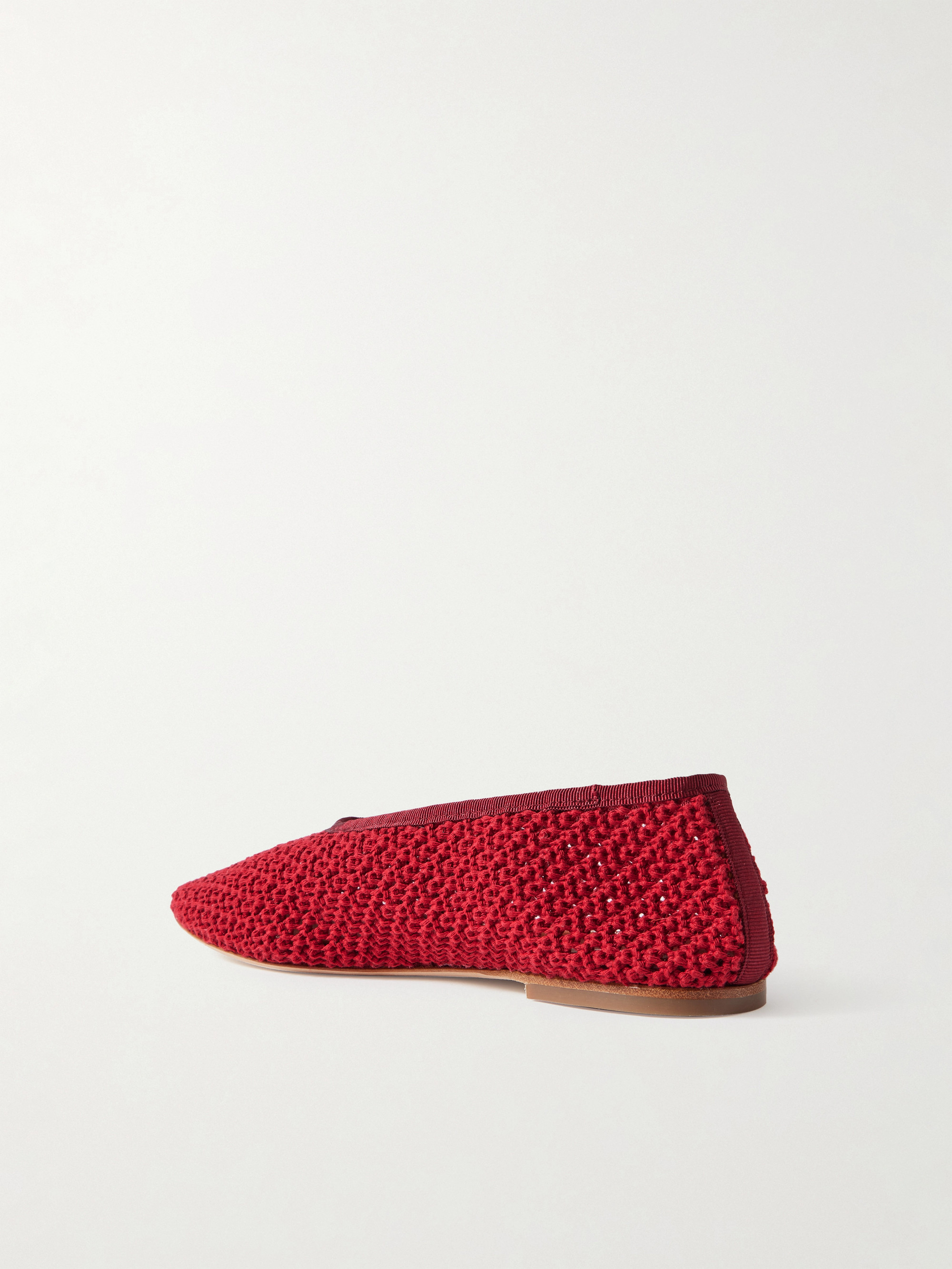 Staud Alba grosgrain-trimmed crocheted ballet flats thumbnail