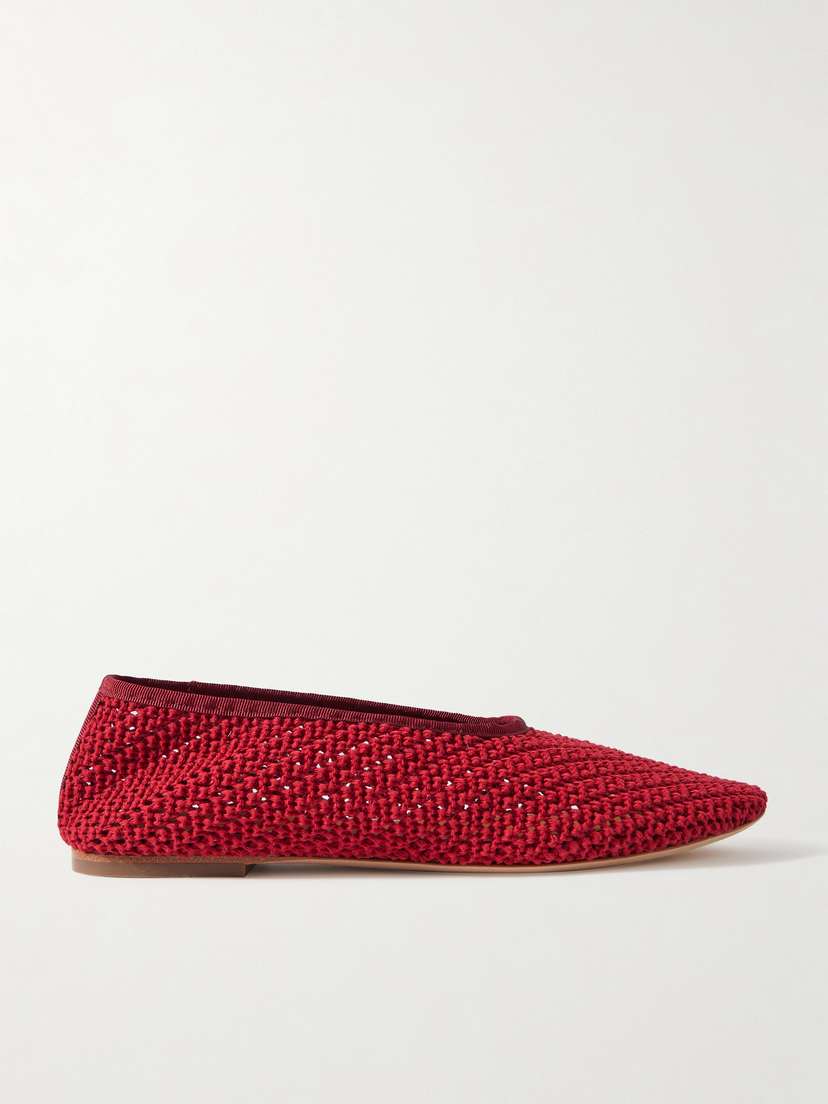Staud Alba Grosgrain-trimmed Crocheted Ballet Flats