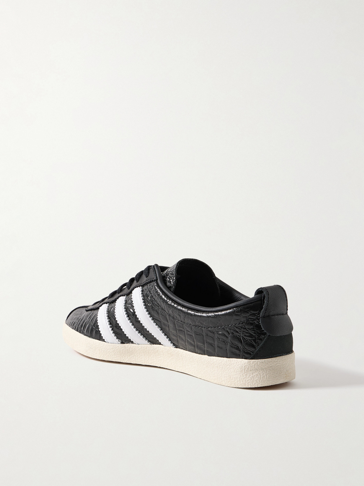 ADIDAS ORIGINALS BLANC CROC-EFFECT GLOSSED-LEATHER SNEAKERS