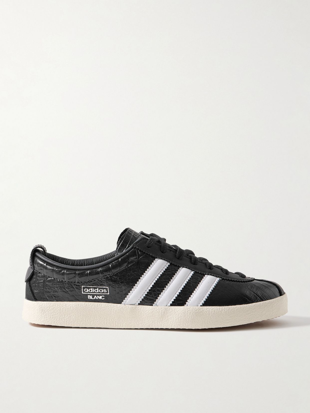 Blanc croc-effect glossed-leather sneakers
