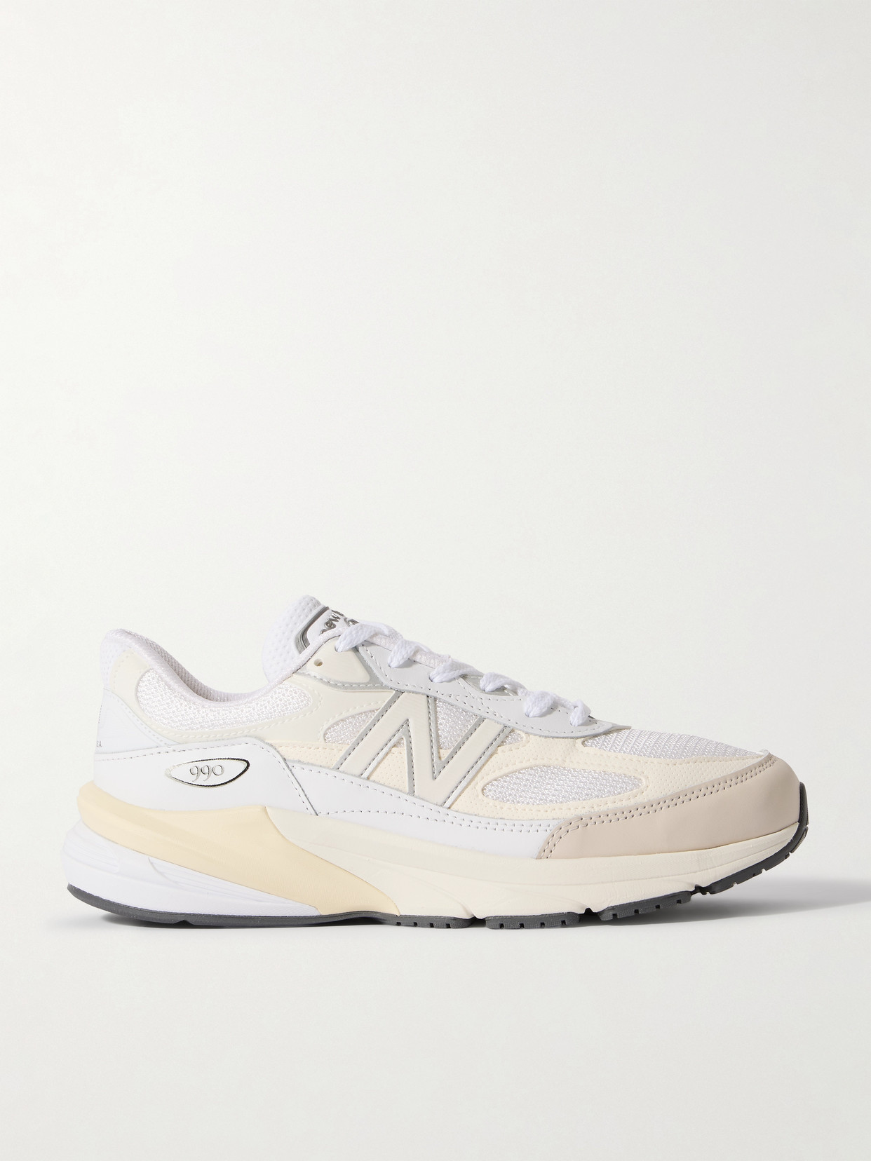 New Balance Made In Usa 990v6 Leather And Mesh Sneakers In White