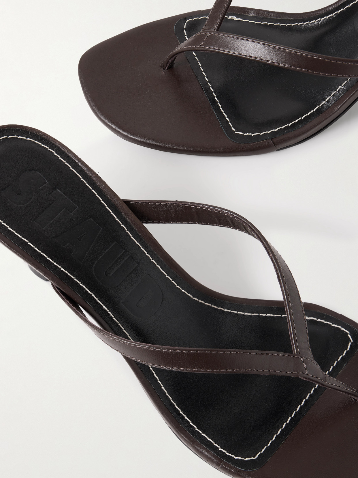 Staud Freja Beaded Leather Thong Sandals