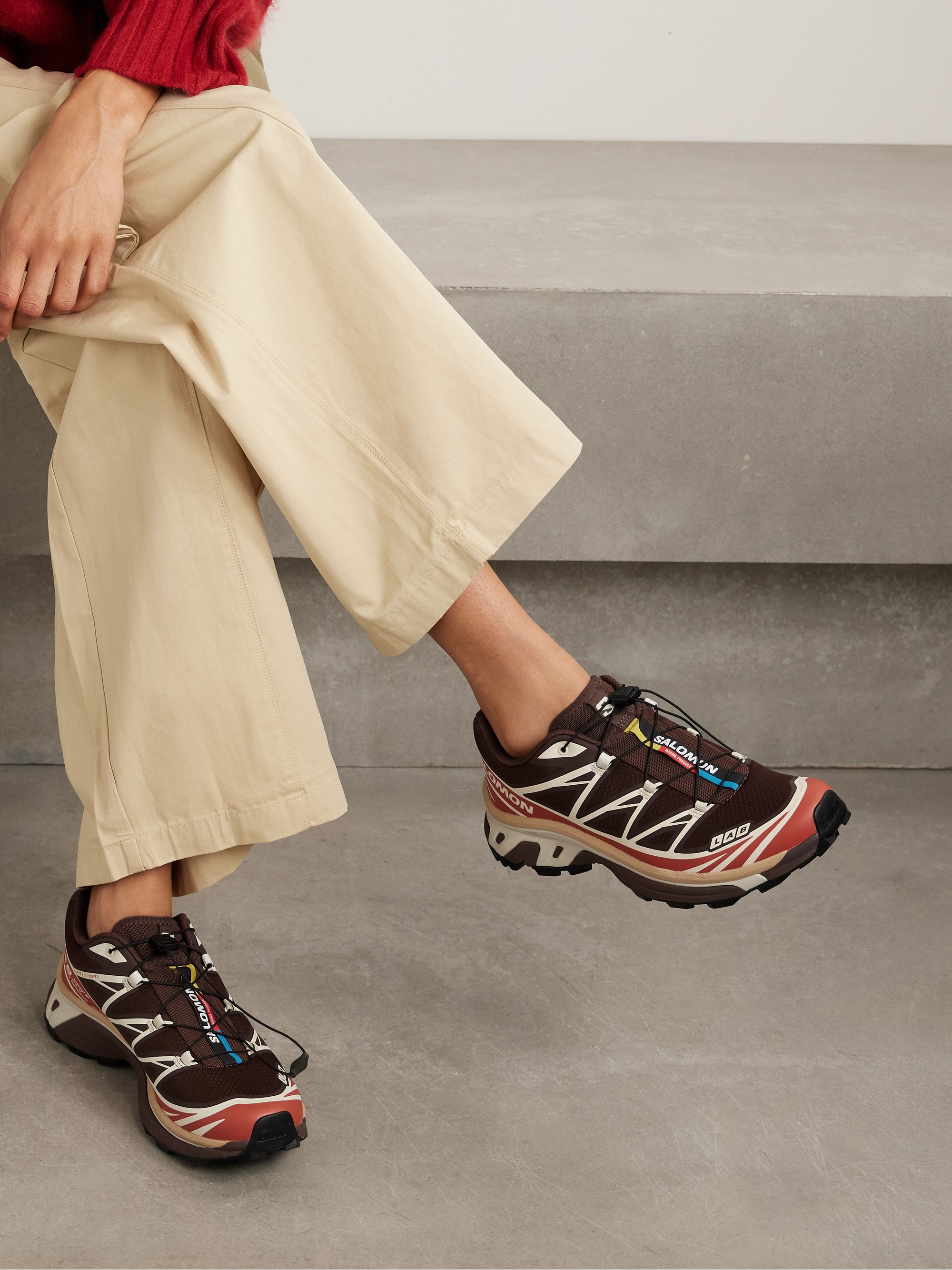 Salomon XT-6 rubber-trimmed mesh sneakers thumbnail